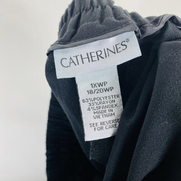 Catherines Size 1X Petite Pull On Pants Black Career Work Business Casual - Picture 3 of 4